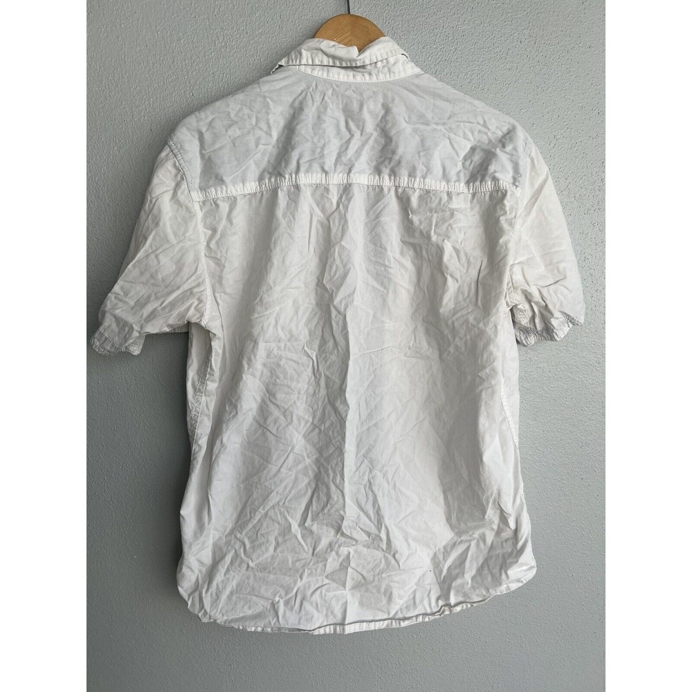 PD&C White Button Down Short Sleeve Collared Polo M - Picture 9 of 10